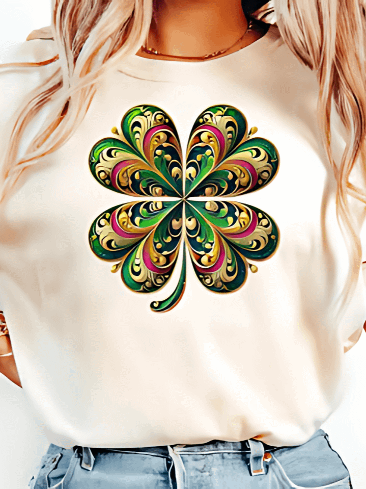 Glitter Shamrock St. Patrick’s Day T-Shirt Sublimation Design – sparkling shamrock graphic, 300 DPI PNG, instant digital download product image (1)