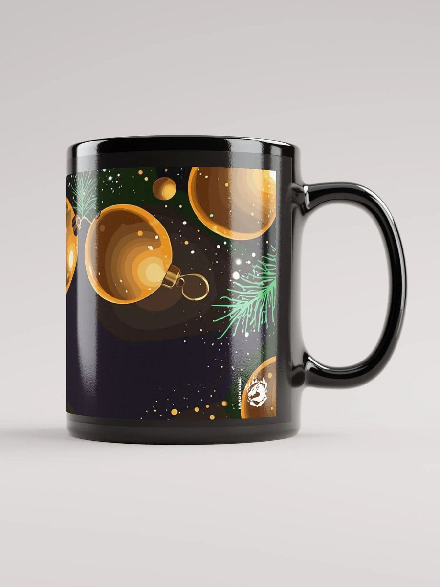 Golden Christmas Ornaments Black Glossy Mug product image (5)