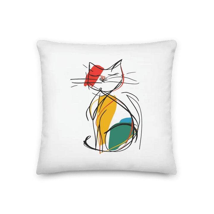 Colorful Cat Line Art Cushion | Hand-Drawn | Minimal Cat Lover Illustration | Pet Gift Idea product image (1)