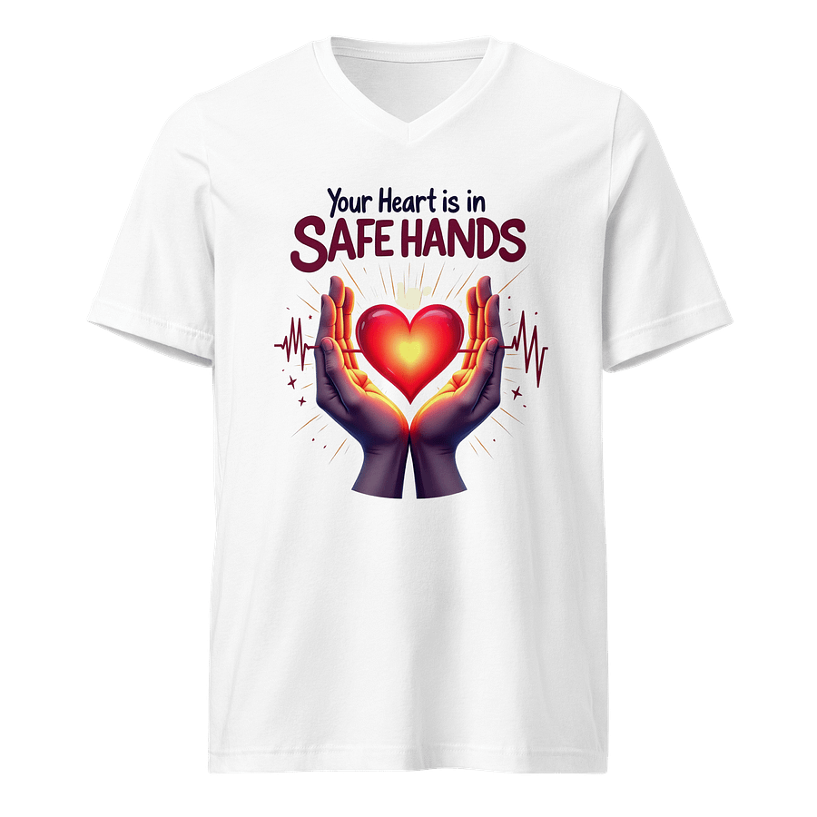 Glowing Heart Safe Hands V-Neck Tee product image (1)