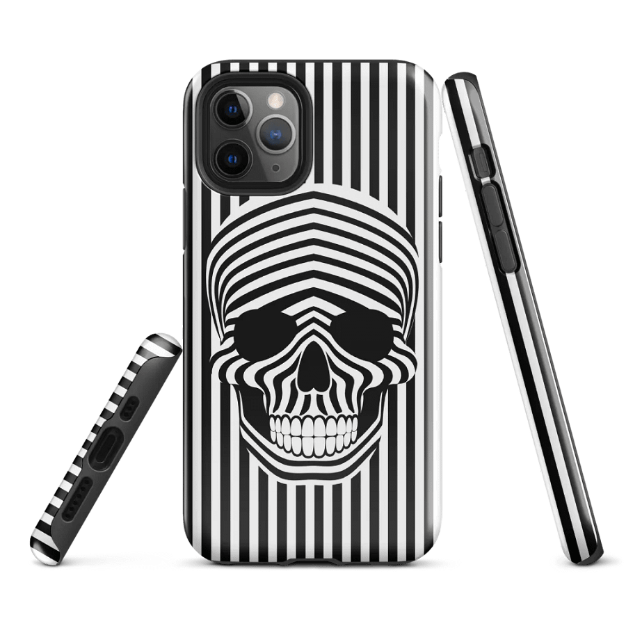 Black White Skull Stripes - Tough Phone Case product image (1)