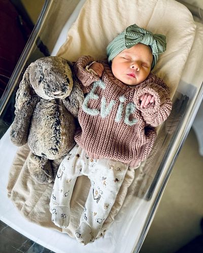 She’s here. Miss Evie Jolene made her debut on Easter Sunday at 3:47am weighing 6lbs 9oz. It was a long and difficult 4 days ...