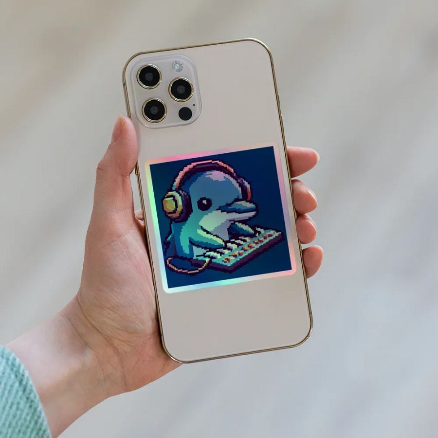 Dolphin DJ Sticker (Holographic) product image (6)