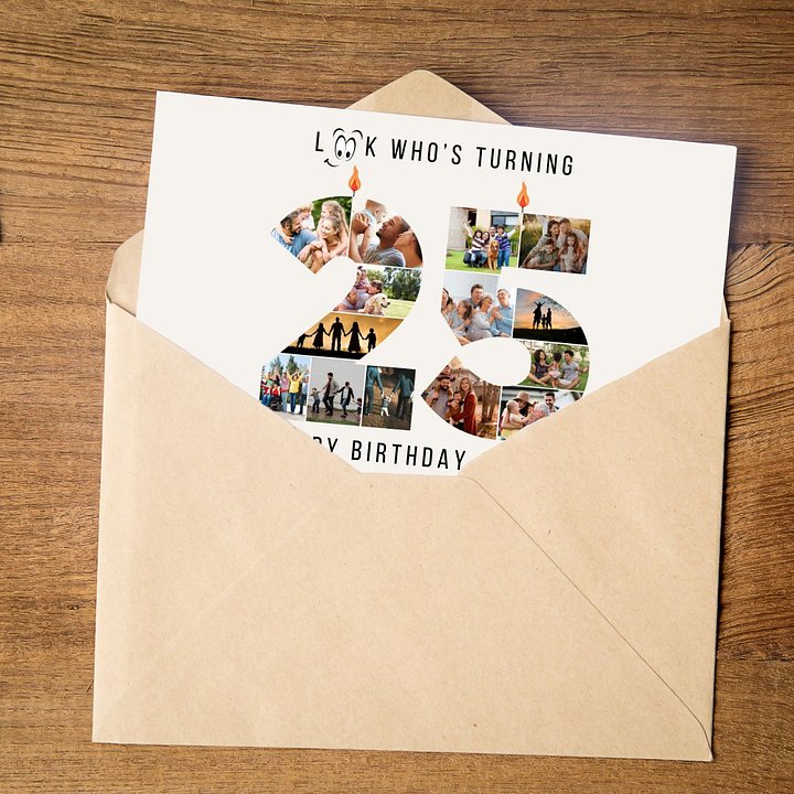 25th Birthday Number Photo Card Canva Template product image (2)
