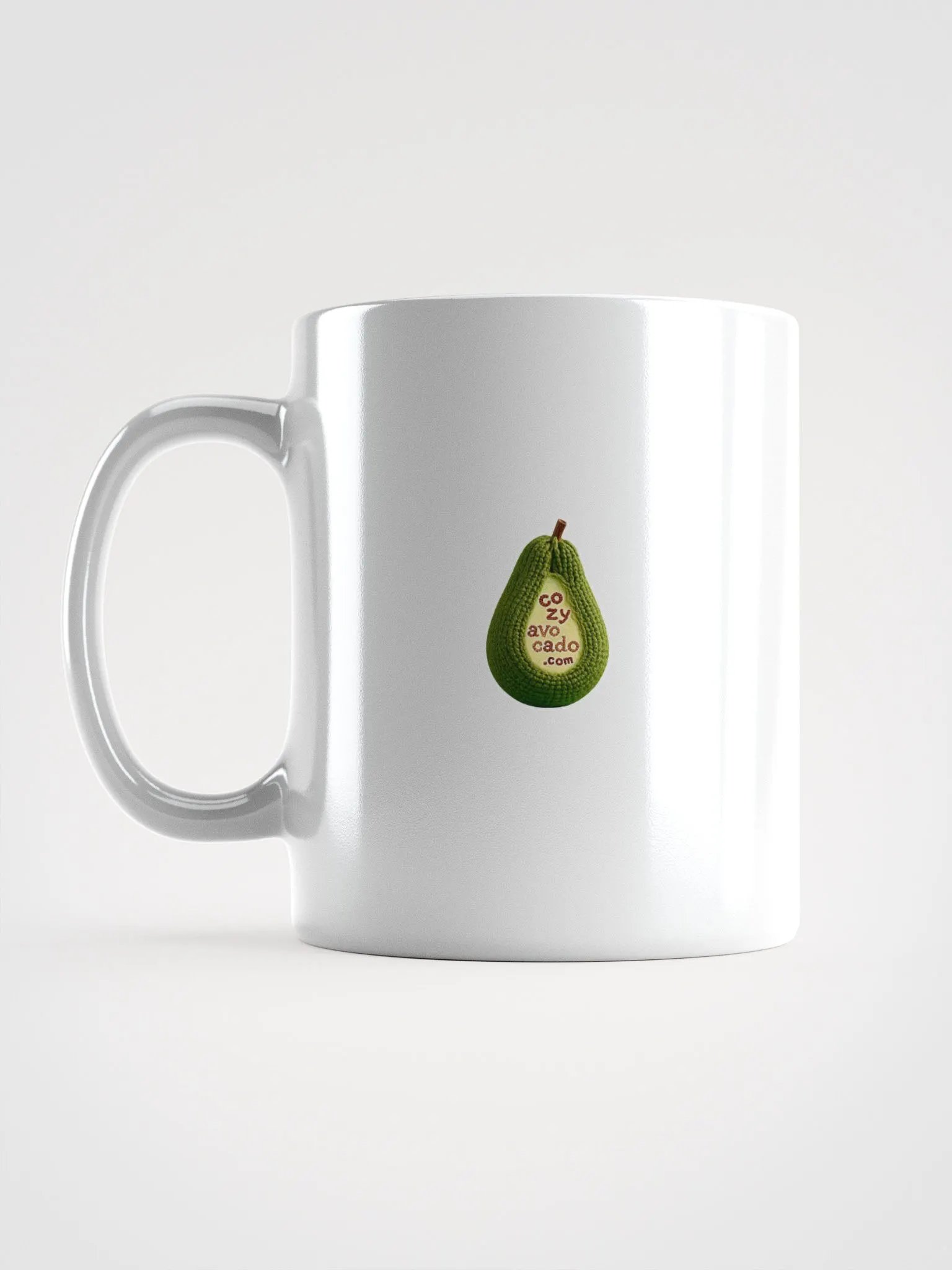 CozyAvocado White Glossy Mug Crochet Avocado #1 product image (6)