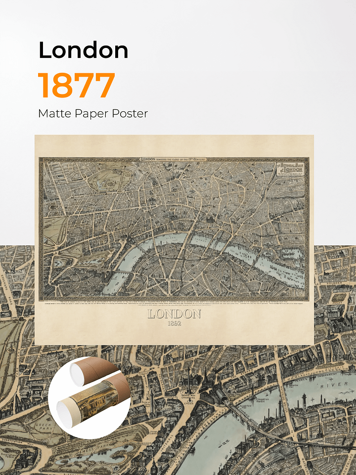 London 1877 Poster Print – Hand-Drawn Historic City Map (Unframed) product image (1)