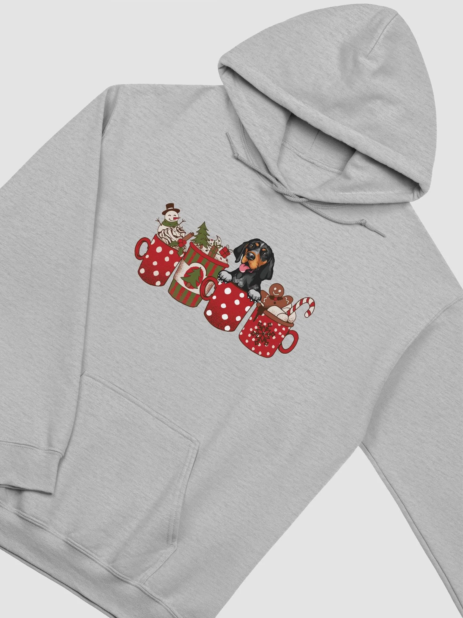 Cute Bluetick Coonhound in a Christmas Cup Hooded Sweatshirt | Funny Christmas Pup in a Cup product image (25)