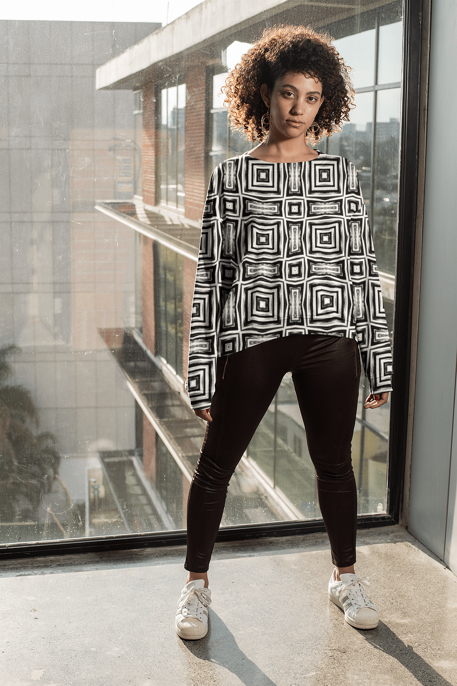 Abstract Monochrome Repeating Pattern Unisex All Over Print Sweatshirt product image (3)
