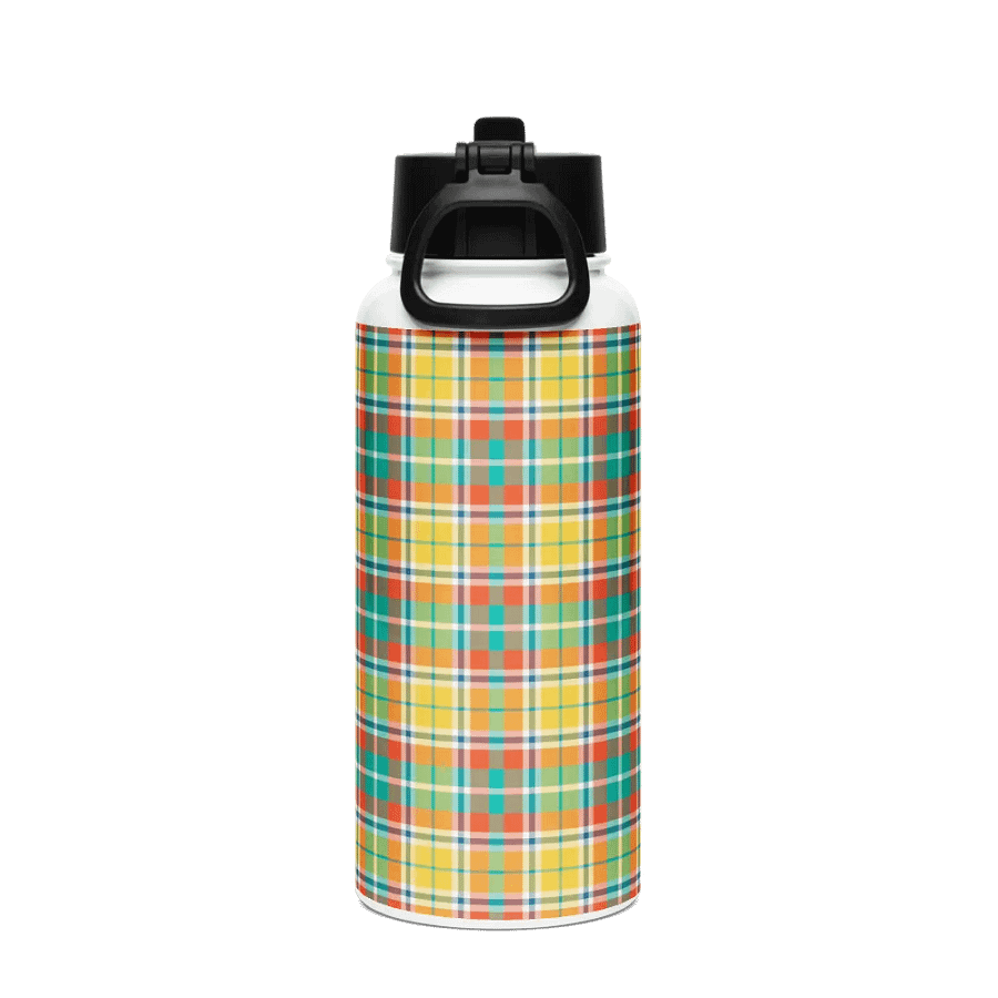 Yellow and Seafoam Green Plaid Water Bottle product image (3)