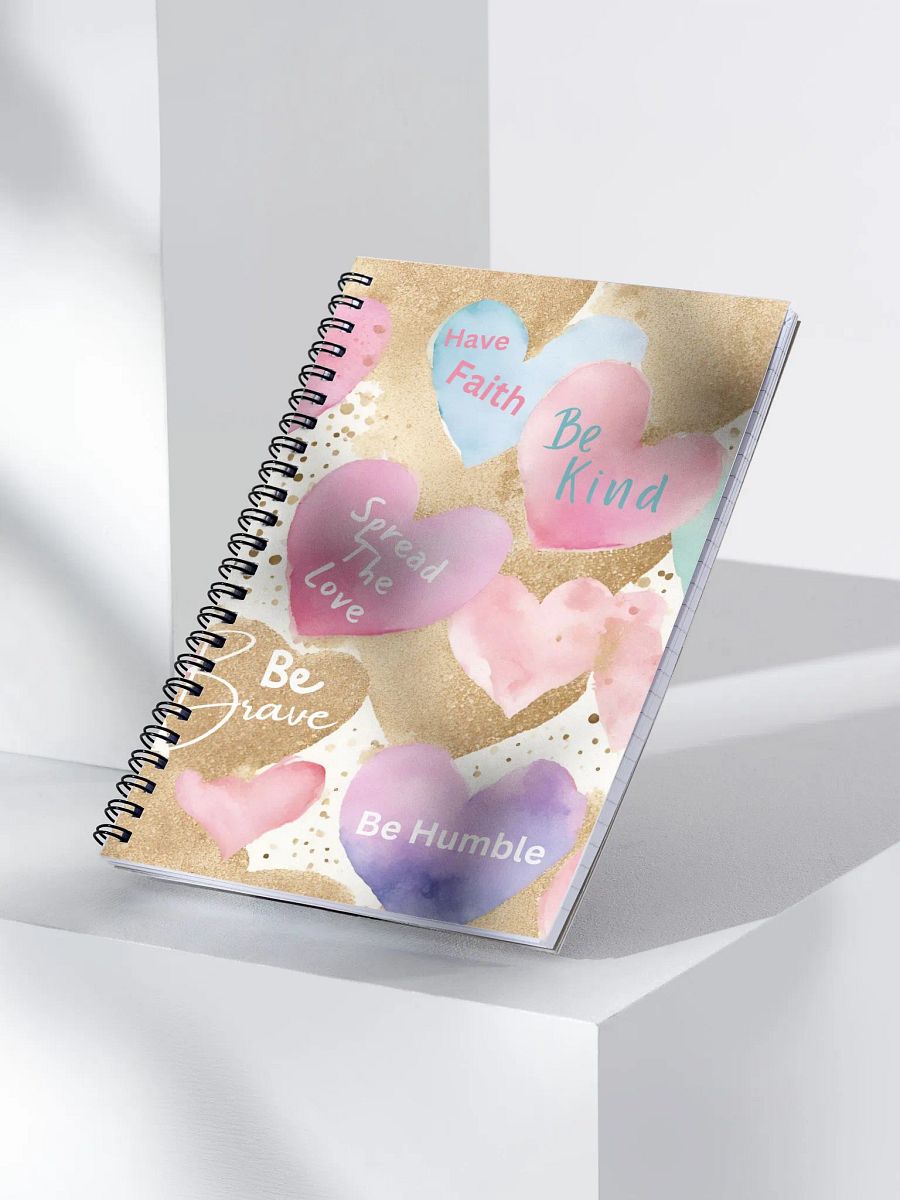 Pastel Water-Colored Hearts Spiral Notebook product image (5)