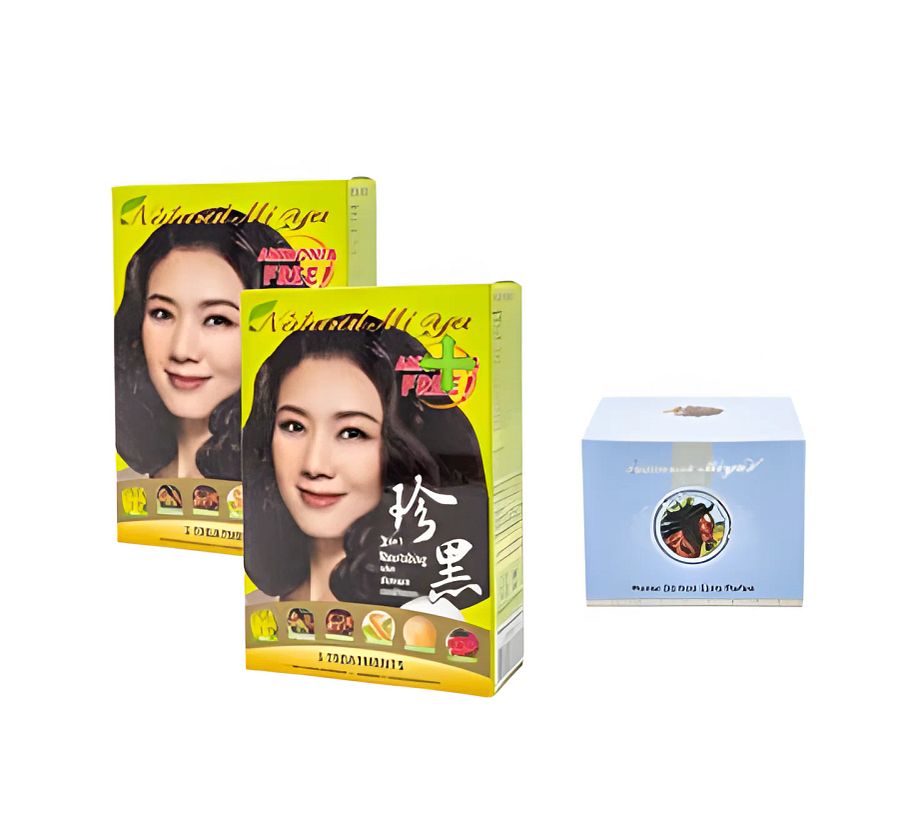 珍黑植物染髮護髮乳-中咖啡2盒+馬油護髮素套餐 product image (1)