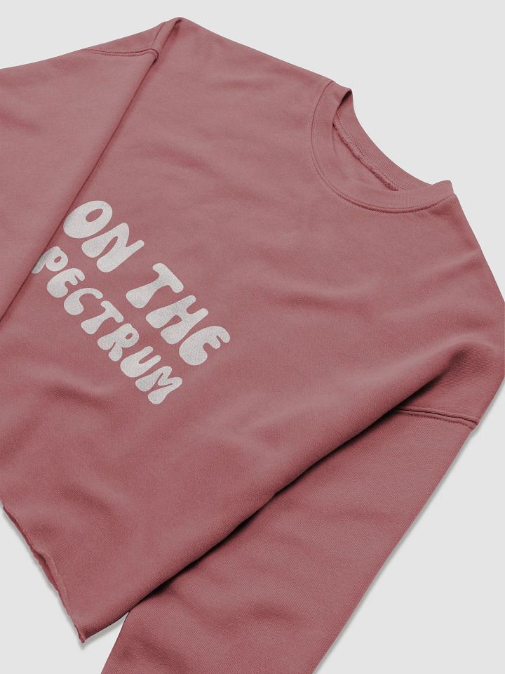 ON THE SPECTRUM (white groovy design) women's fleece crop sweatshirt product image (25)