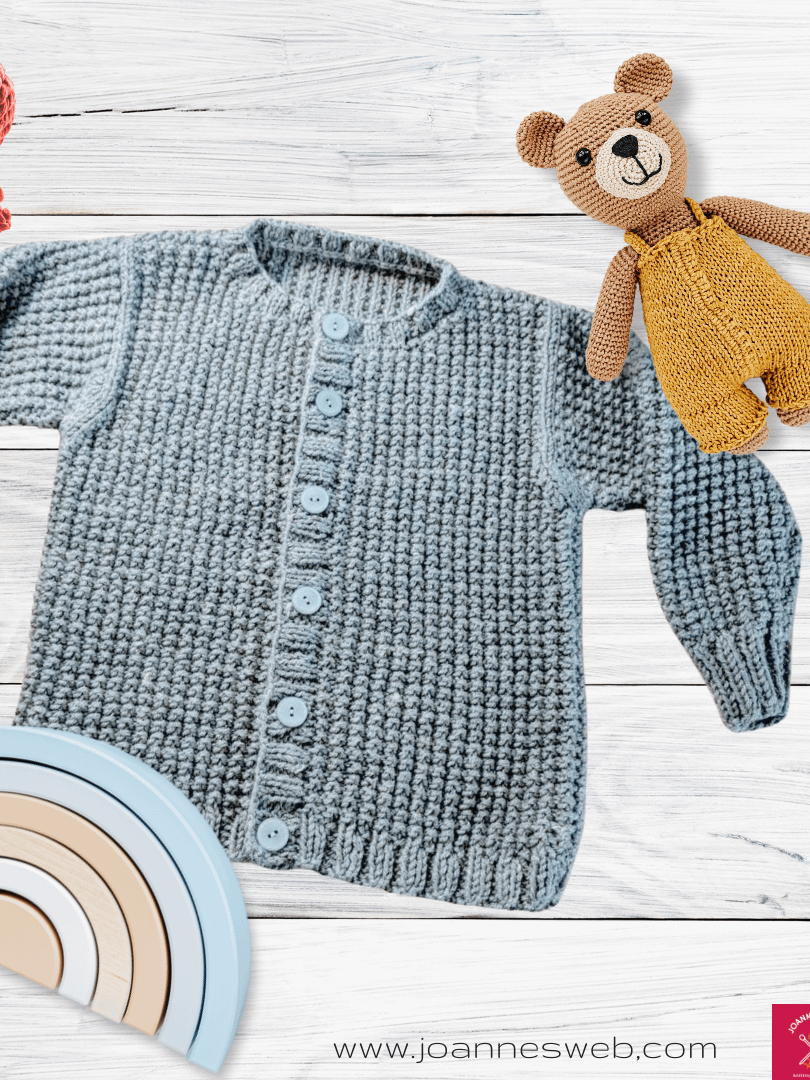 Child Cardigan Knitting Pattern - Kids 5-6 Years - Rice Stitch product image (1)