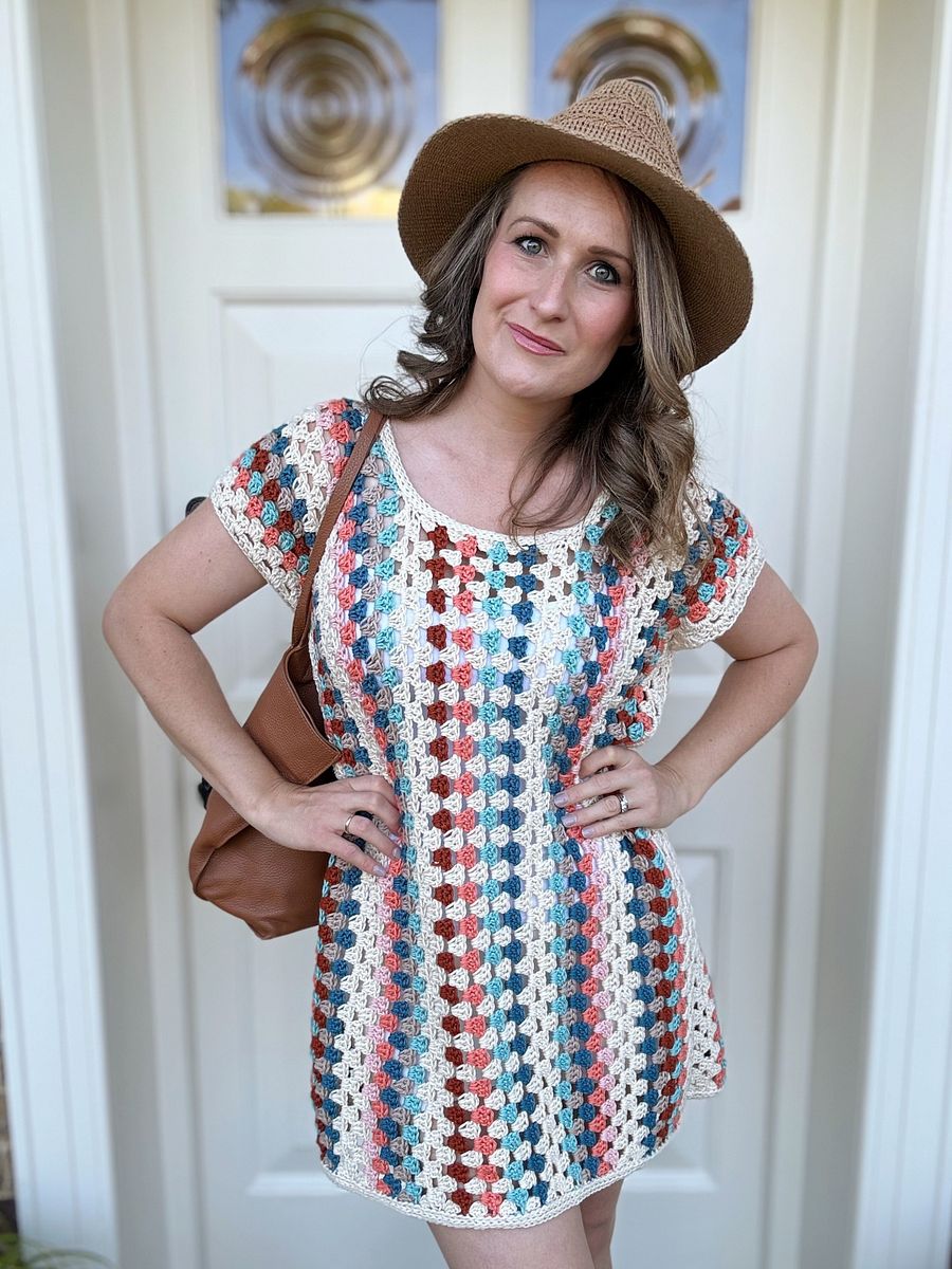 Retro Crochet Dress Pattern with Striped Granny Stitch - PDF pattern product image (8)
