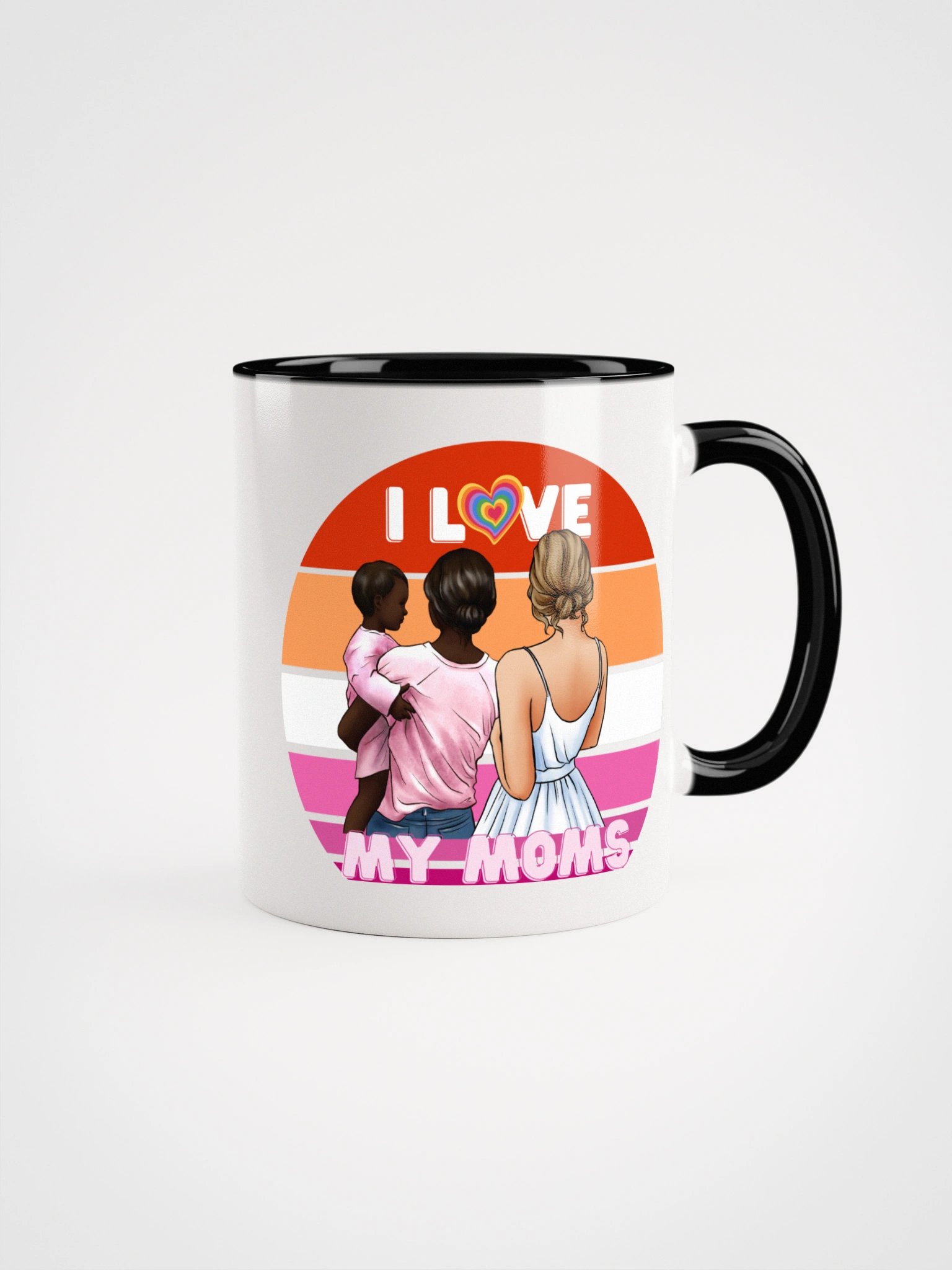 Diverse Two Mom Family Pride Illustration Ceramic Mug with Color product image (1)
