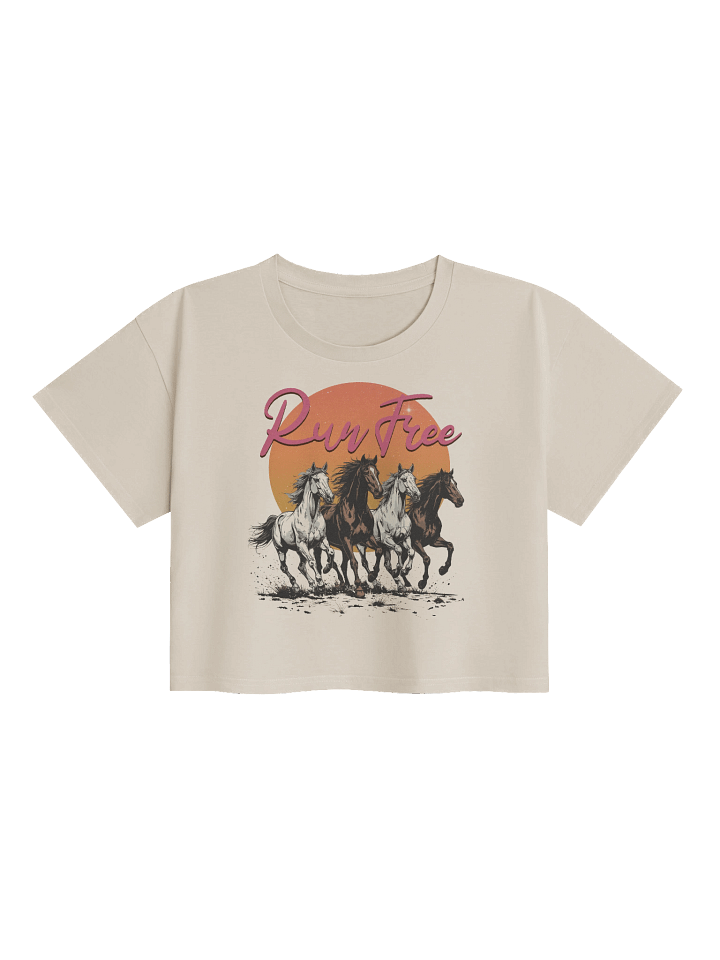 The "Run Free" Retro Horses Premium Crop Top product image (14)
