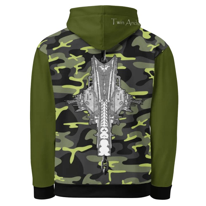 Green & Camouflage Foss double tug Sketch Hoodie product image (1)