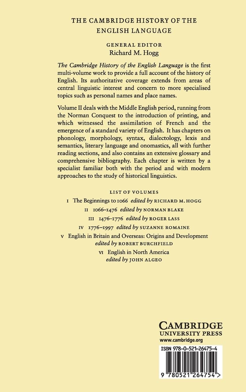 The Cambridge History of the English Language, Vol. 2: 1066-1476 (Volume 2) product image (2)