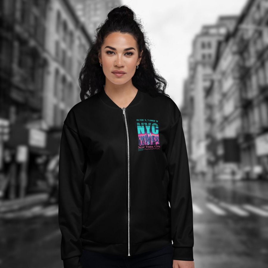 NYC New York City Graphic All Over Print Bomber Jacket product image (9)