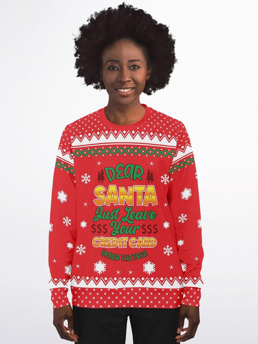 Dear Santa Credit Card Ugly Christmas Sweater | Funny Shopping Holiday Sweatshirt | Humorous Winter Party Outfit | Christmas Gift for Shopaholics product image (3)