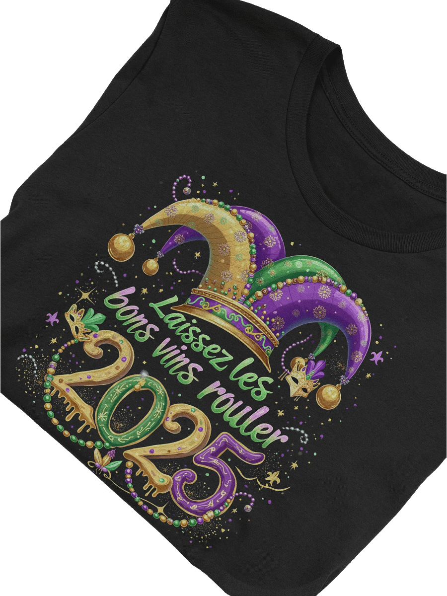 Mardi Gras Wine-Inspired Shirt – "Laissez les Bons Vins Rouler" – Fun Wine Lovers' Outfit product image (1)