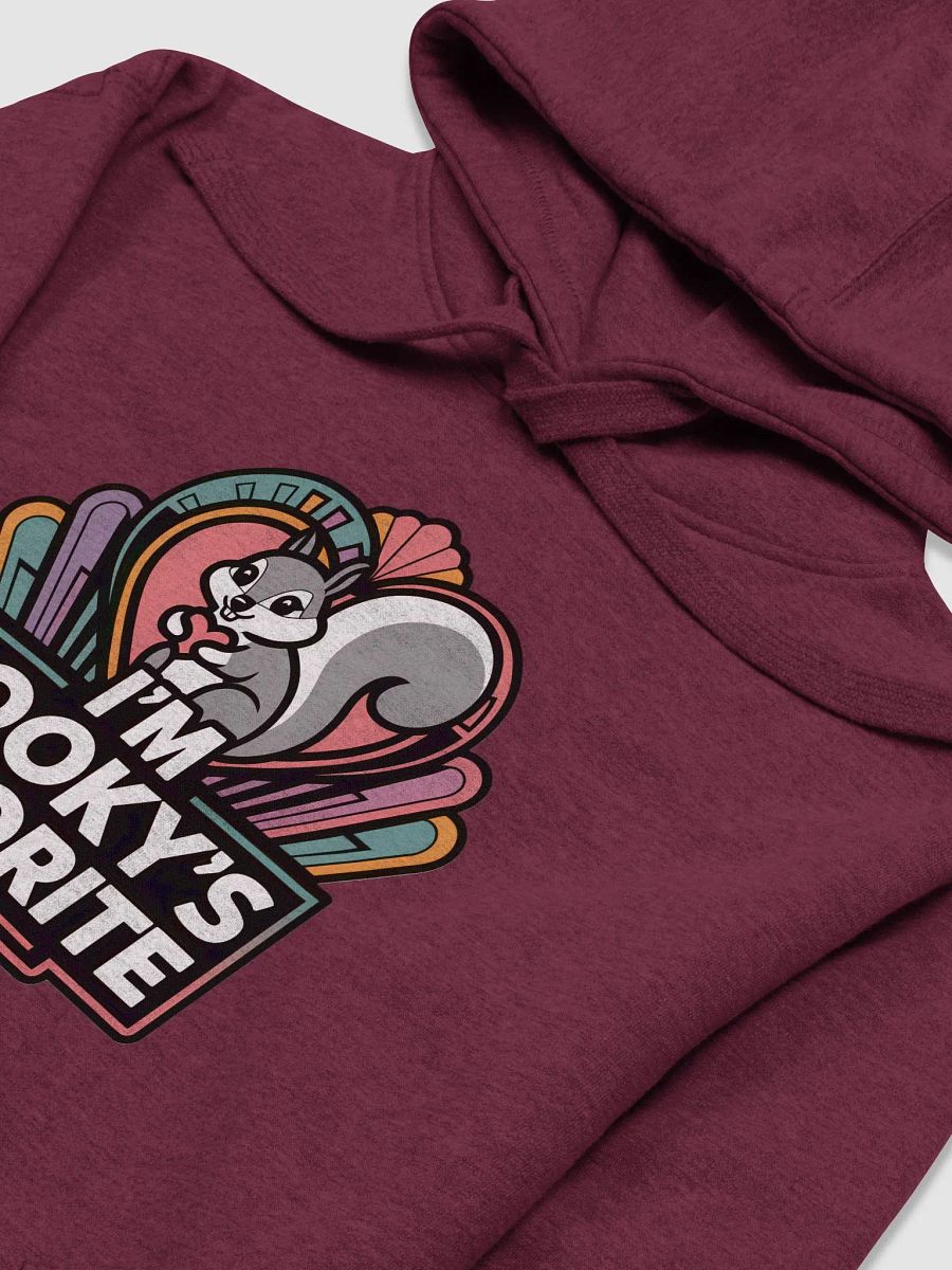 Super Soft Hoodie: Pooky's Favorite, Art Deco Fan and grey squirrel holding a fan, purple product image (3)