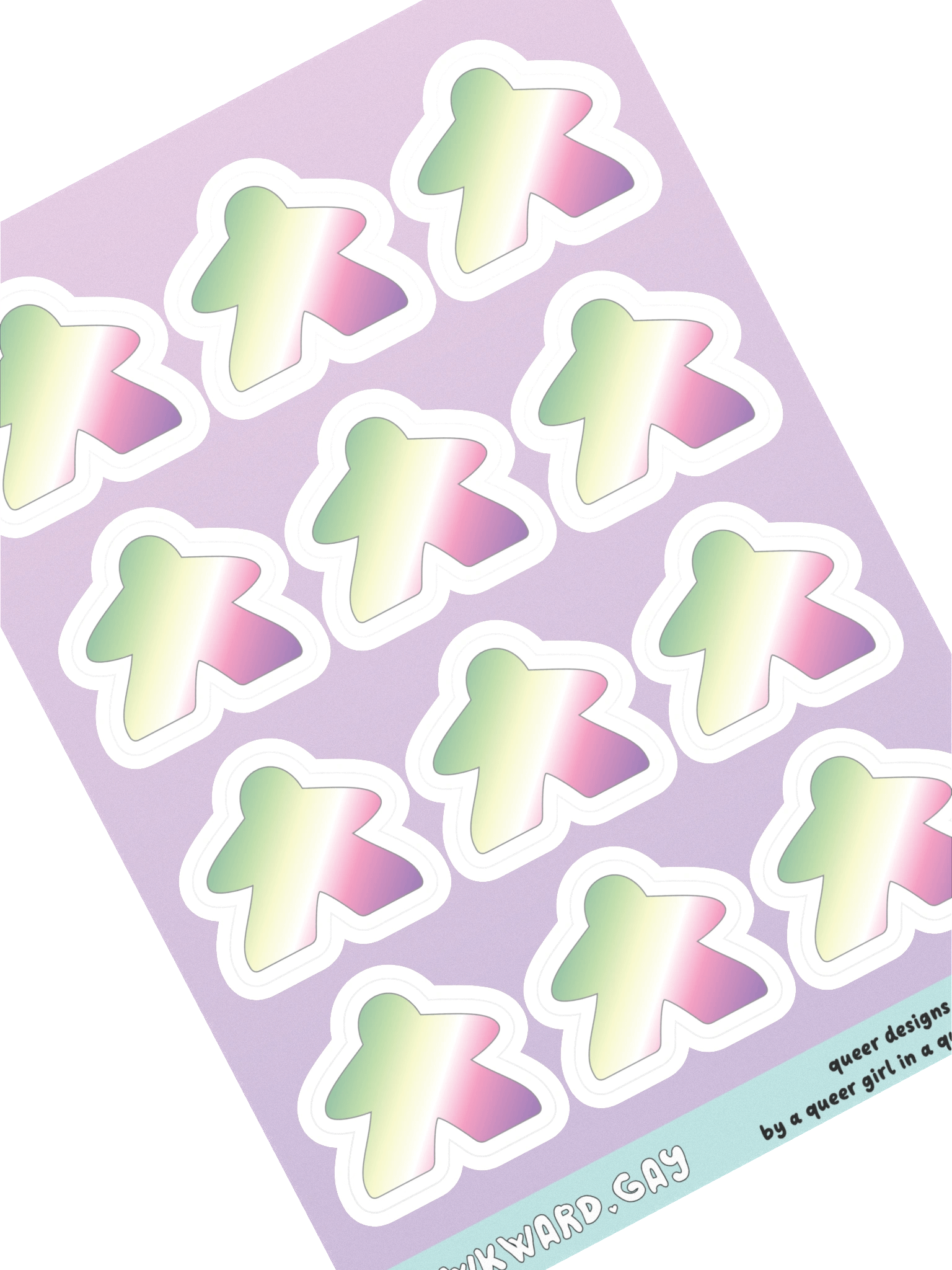 Genderfae Pride Gradient Meeple Sticker Sheet product image (1)