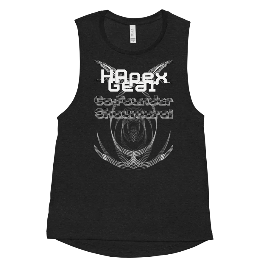 Women's Flowy Muscle Tank - Co Founder Shaumarai - White HApex Gear White Logo product image (11)