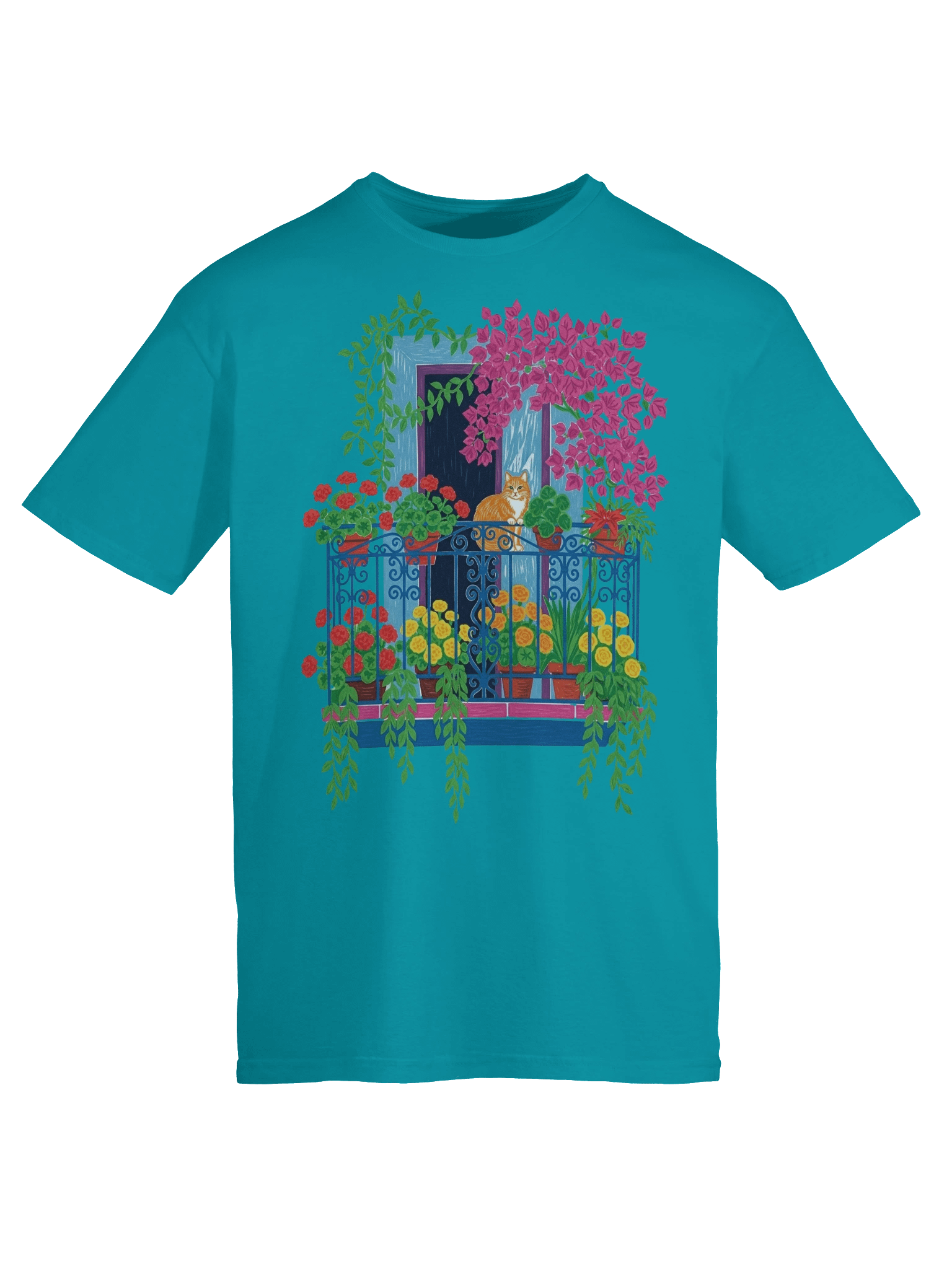Cat on Balcony Design T-Shirt product image (65)