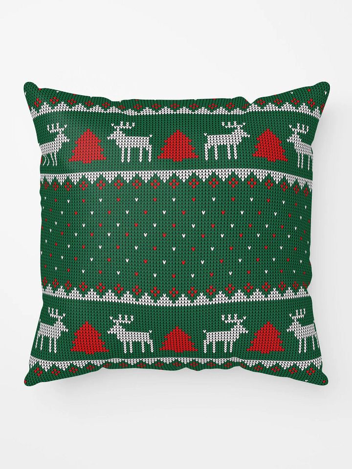 Festive Reindeer & Evergreen Knit Pillow product image (1)