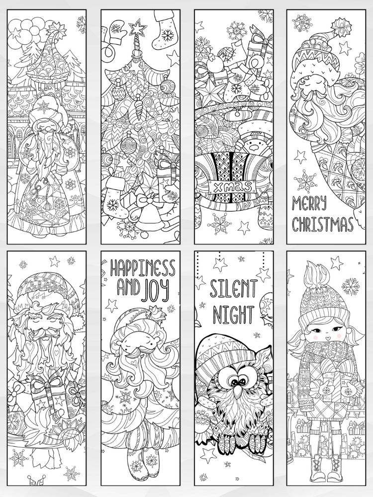 Printable Christmas Coloring Bookmarks - 2