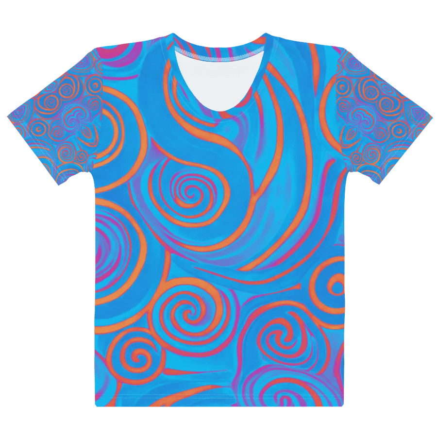 Funky Blue Dreams Liquid Tie-Dye Women's Crewneck T-shirt product image (9)