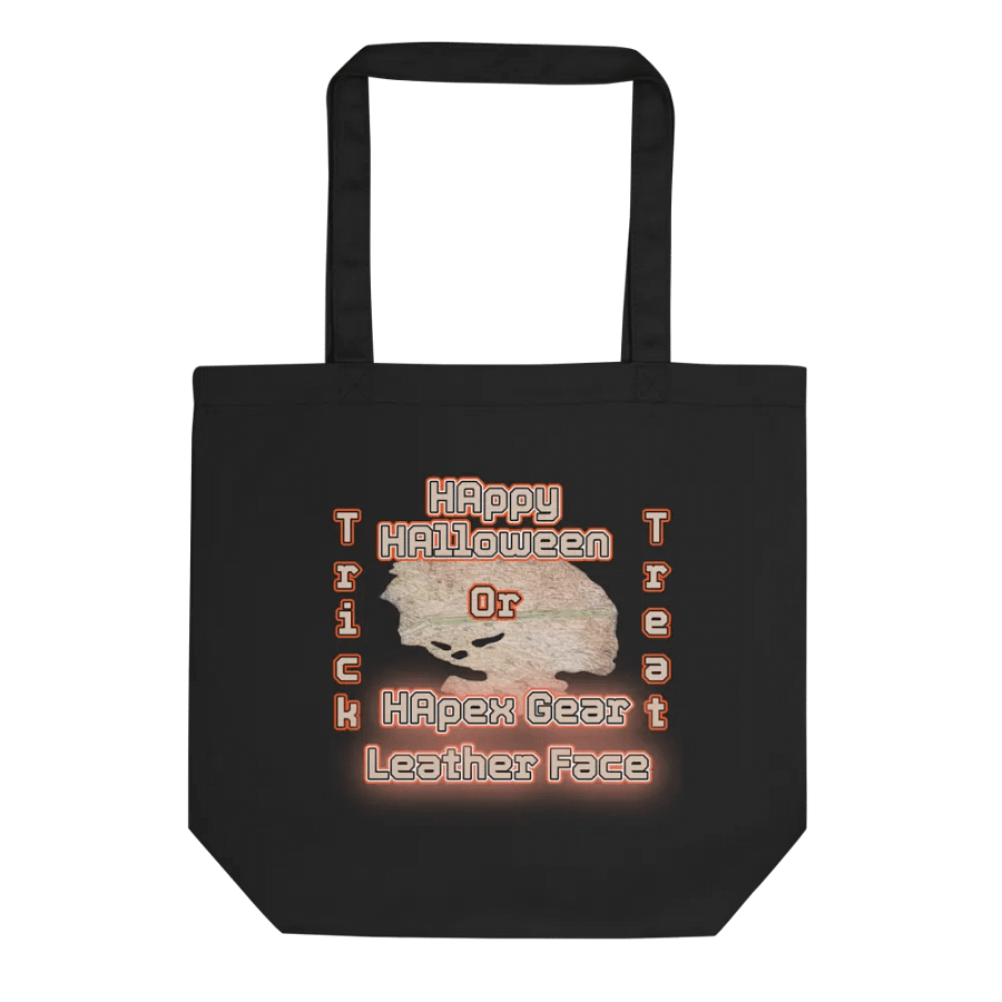 Eco-Friendly Tote Bag - Black - HAppy HAlloween Leather Face product image (2)