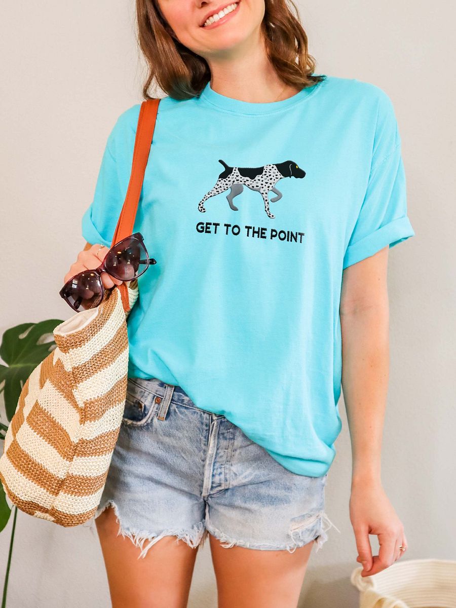 Get to the Point T-Shirt(Embroidered) of a German Shorthaired Pointer(Black Roan) product image (2)