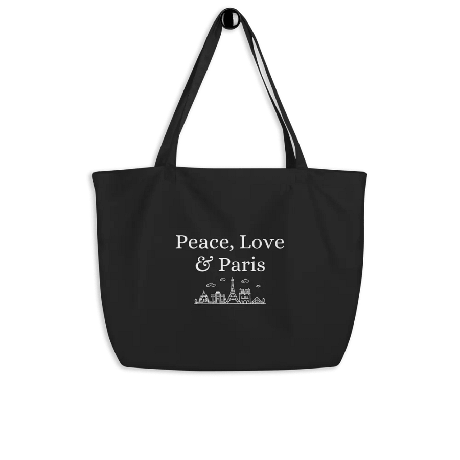 Peace, Love and Paris with Monuments Organic Tote Bag Black product image (5)