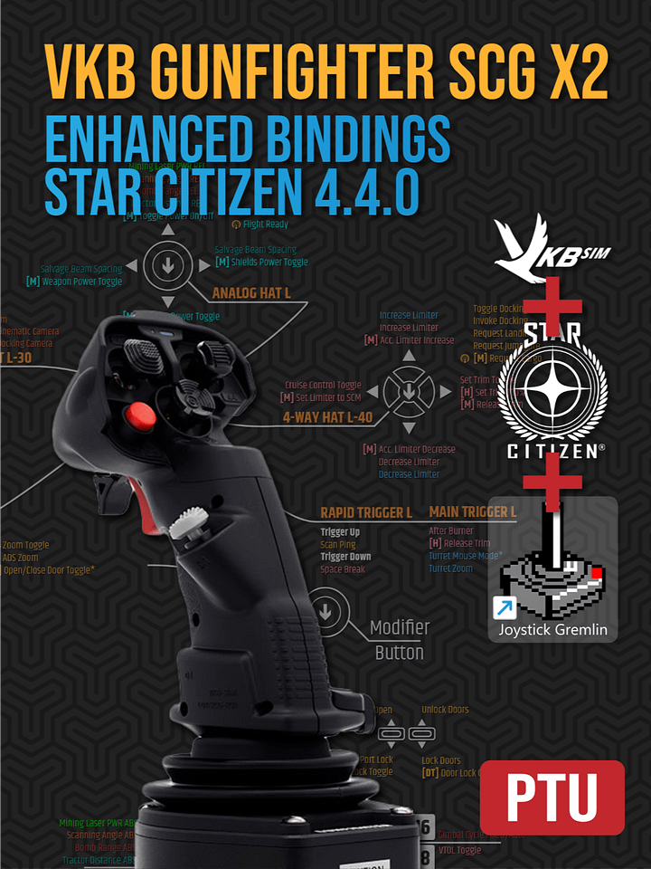 VKB Gunfighter Enhanced Dual Star Citizen Bindings | Joystick Gremlin Required product image (1)