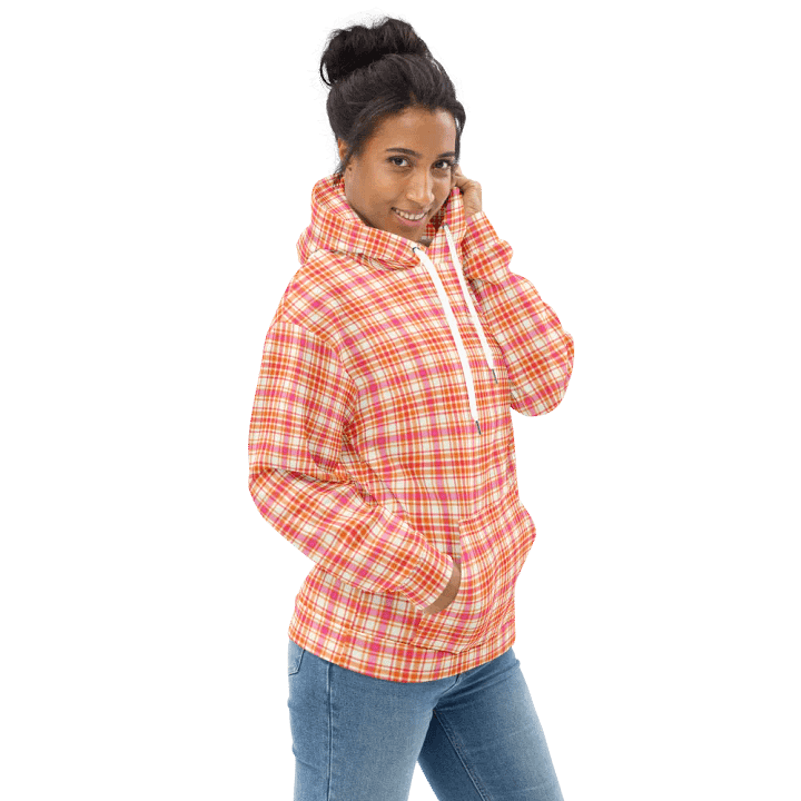 Orange and Hot Pink Plaid Hoodie product image (1)