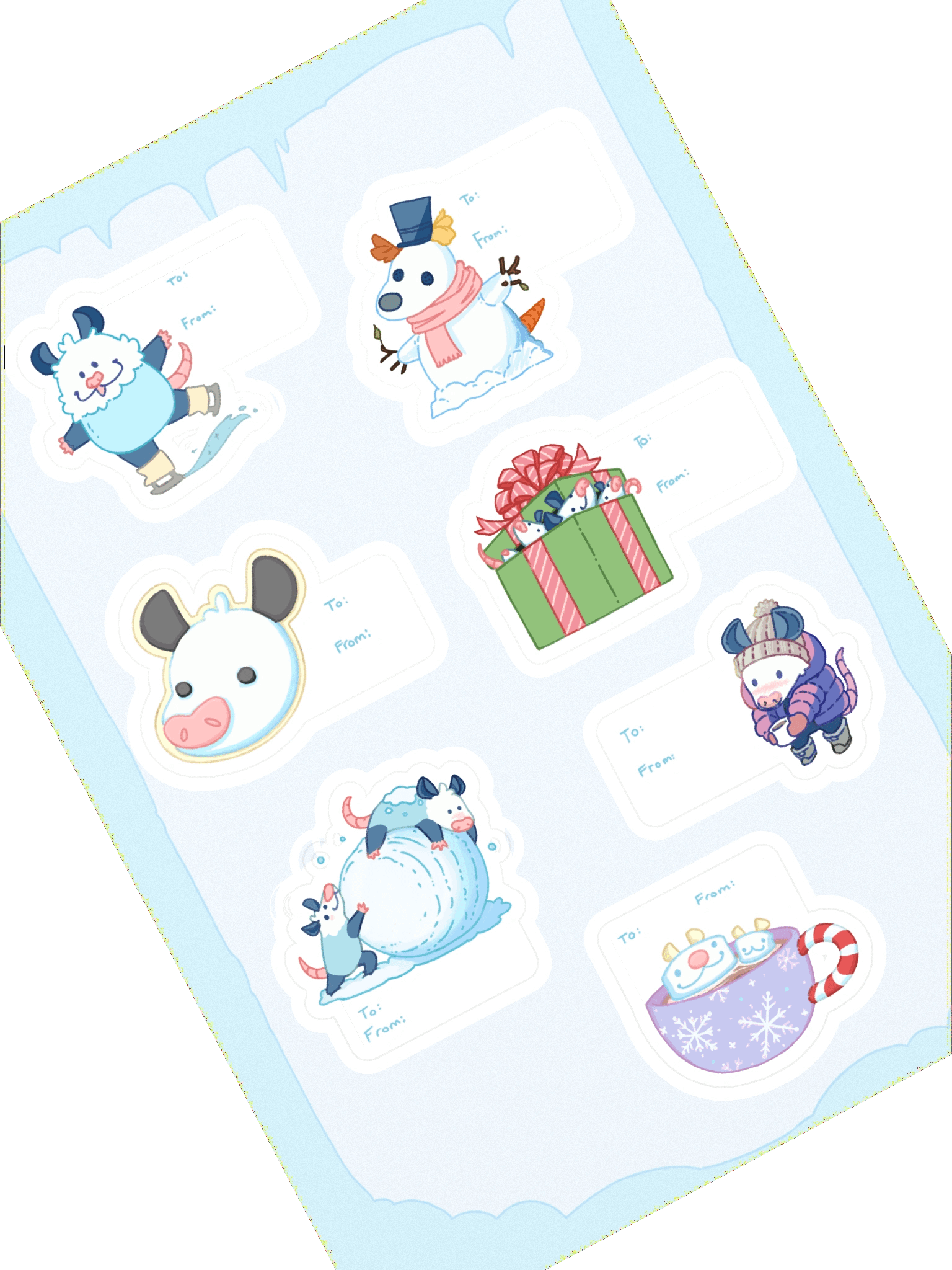 Holiday Possum Stickers / Gift Labels product image (1)