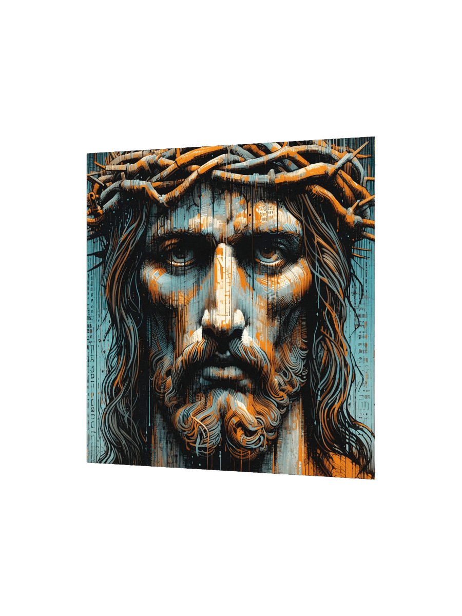 Jesus Christ Crown of Thorns Wall Art | Modern Christ Art Canvas Print for Home & Church Decor product image (7)