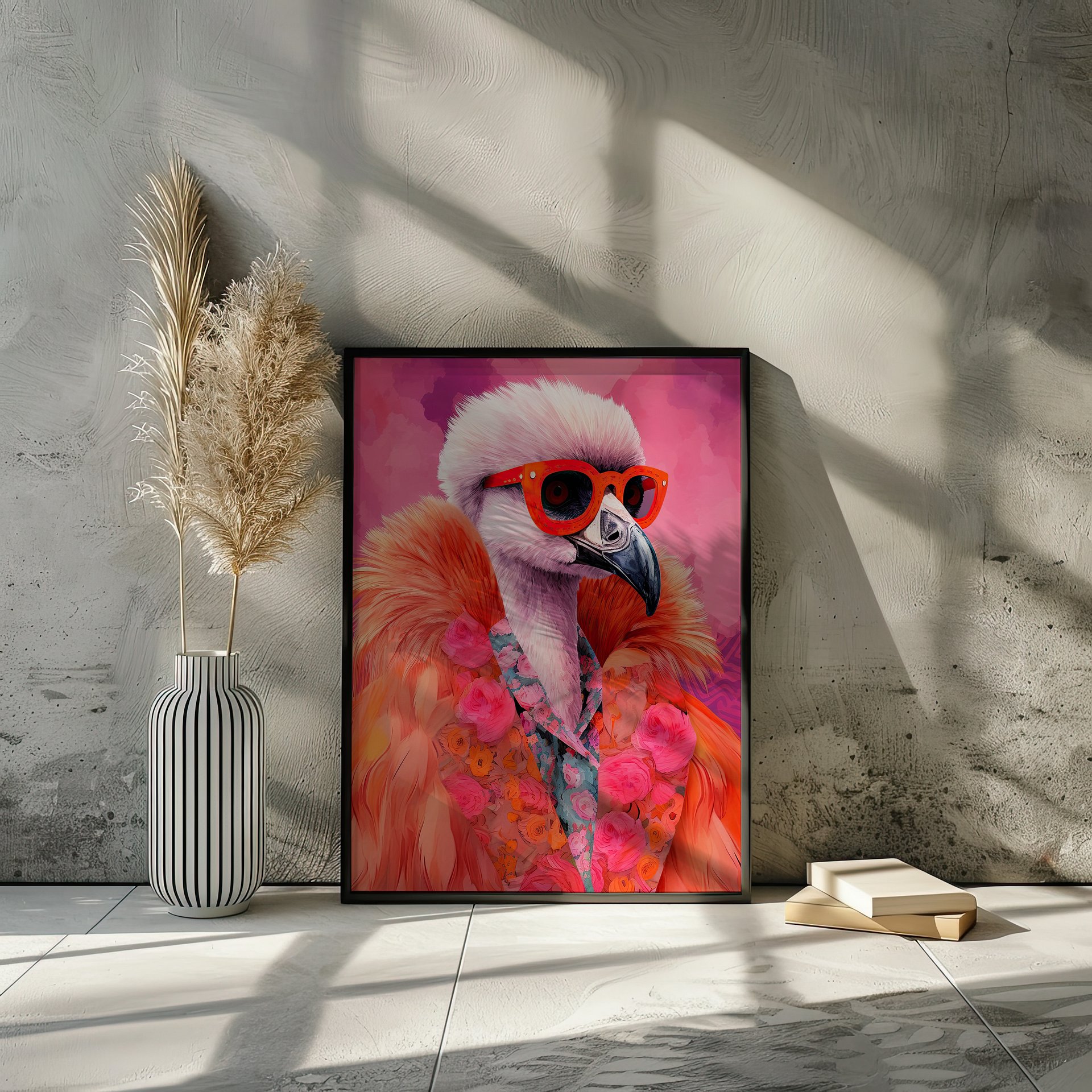 Anthropomorphic Flamingo in Orange Fur Funky Animal Portrait product image (16)