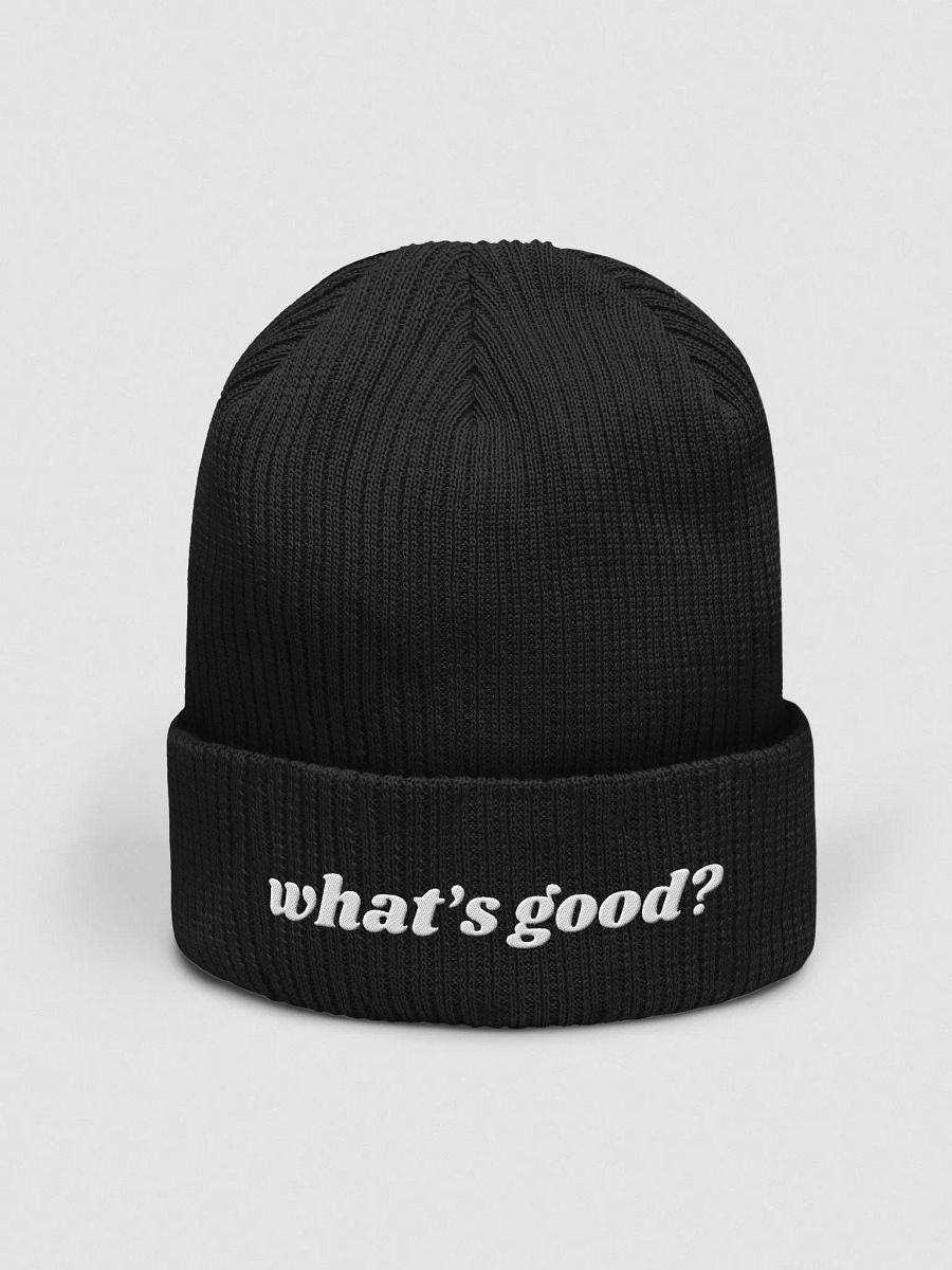 Organic Cotton "What's Good?" Emboidered Cuffed Beanie product image (1)