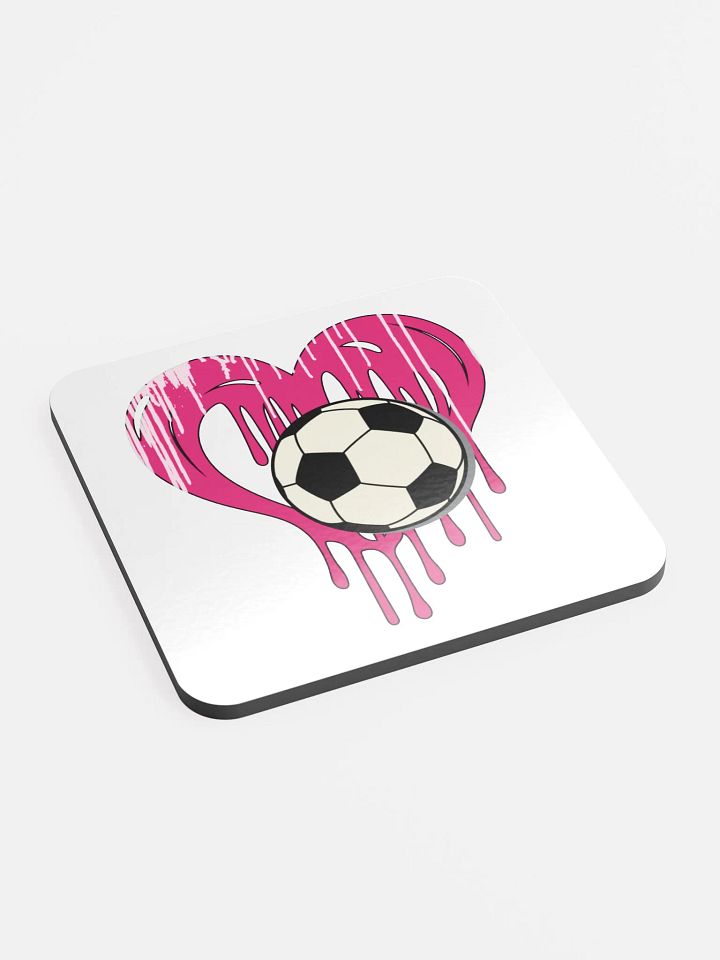 Heart Soccer Dripping Love Cork Coaster product image (2)