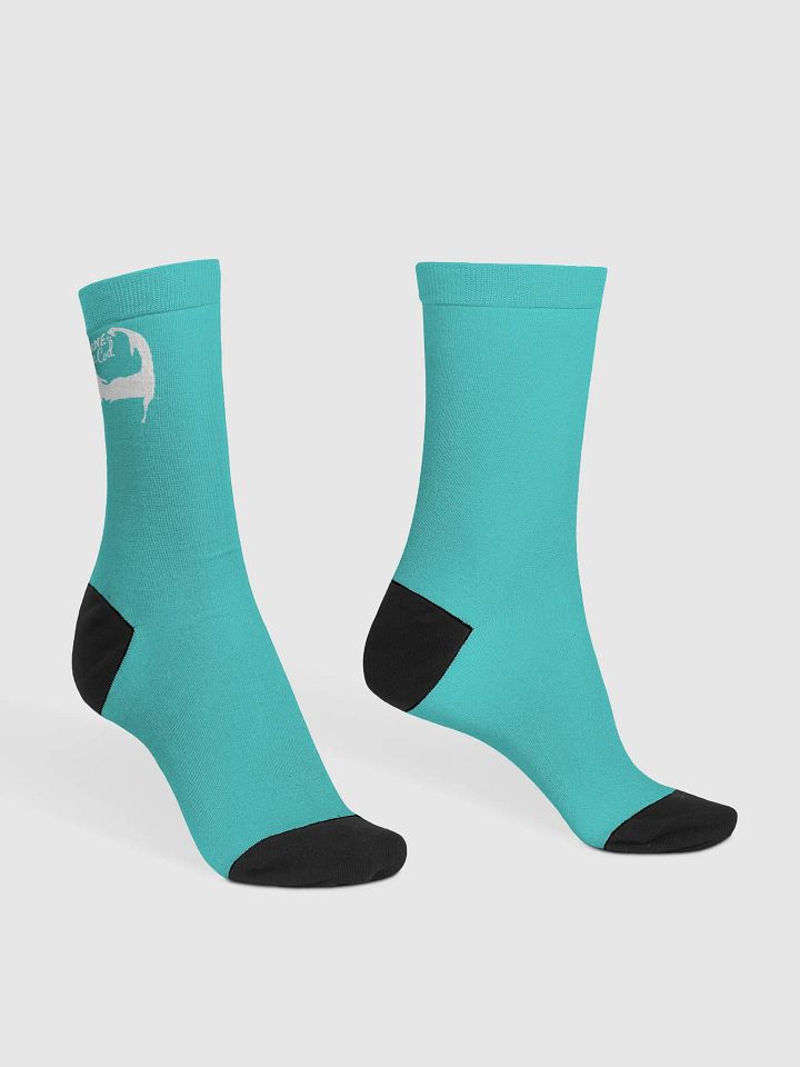 Salty Soles Crew Socks | BOURNE to Cape Cod™ Edition | White Logo on Dark Turquoise product image (2)