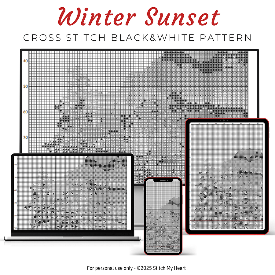 Winter Sunset Cross Stitch Pattern product image (4)