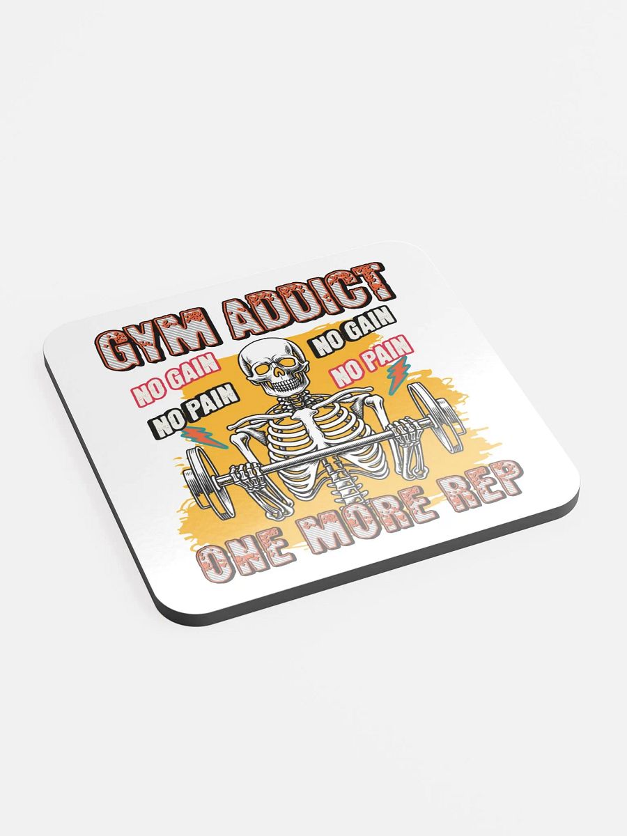 Gym Addict One More Rep Skeleton Motivational Fitness Cork Coaster product image (3)