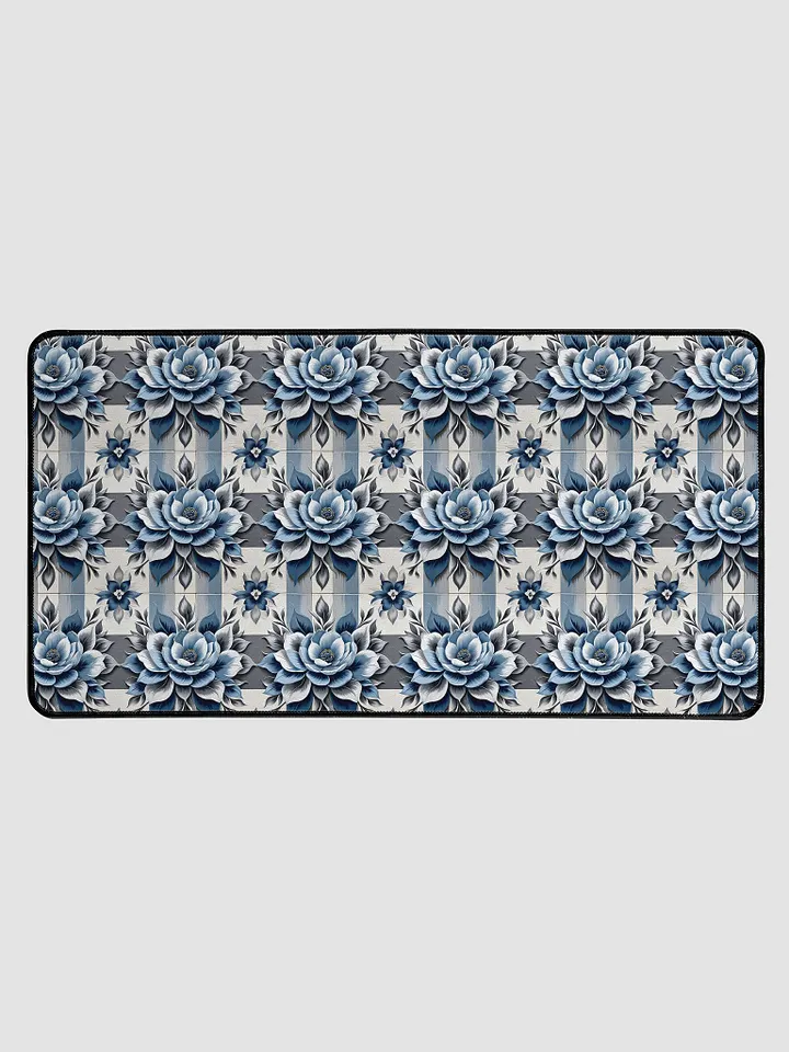 Desk Mat (31.5x15.5 inches) - Painted Tile Floral Pattern 2 in Shades of Blue product image (1)