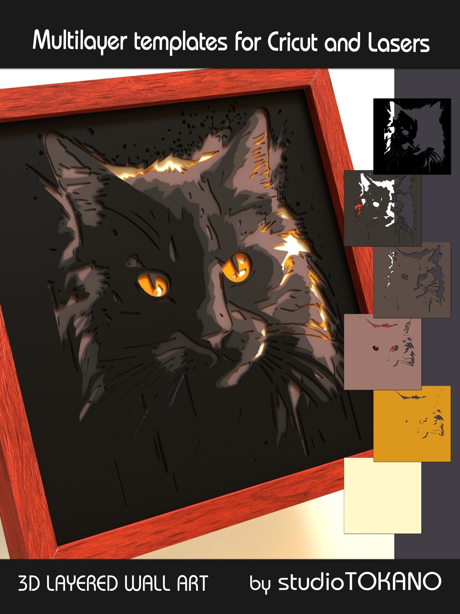 Black cat 3D SVG product image (7)
