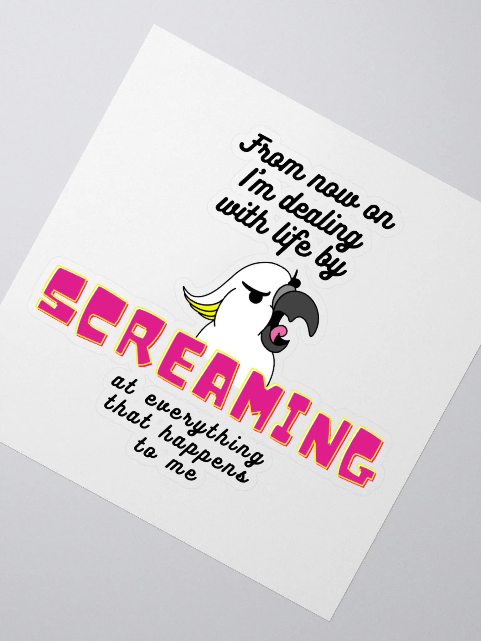 Screaming Cockatoo Sticker With Text product image (1)