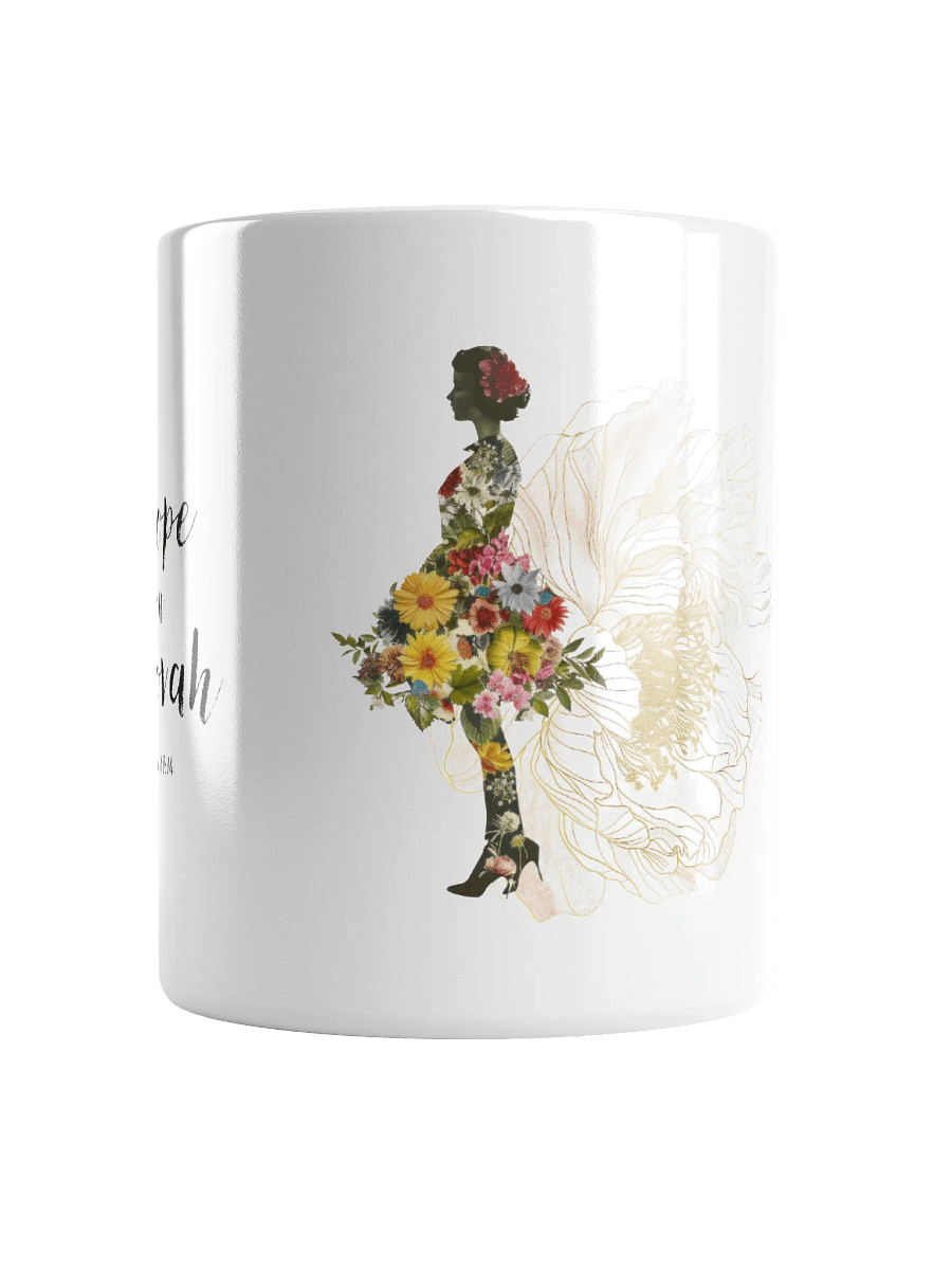 "Hope in Jehovah" | Psalm 27:14 | Lady Floral Collage White Glossy Mug product image (1)