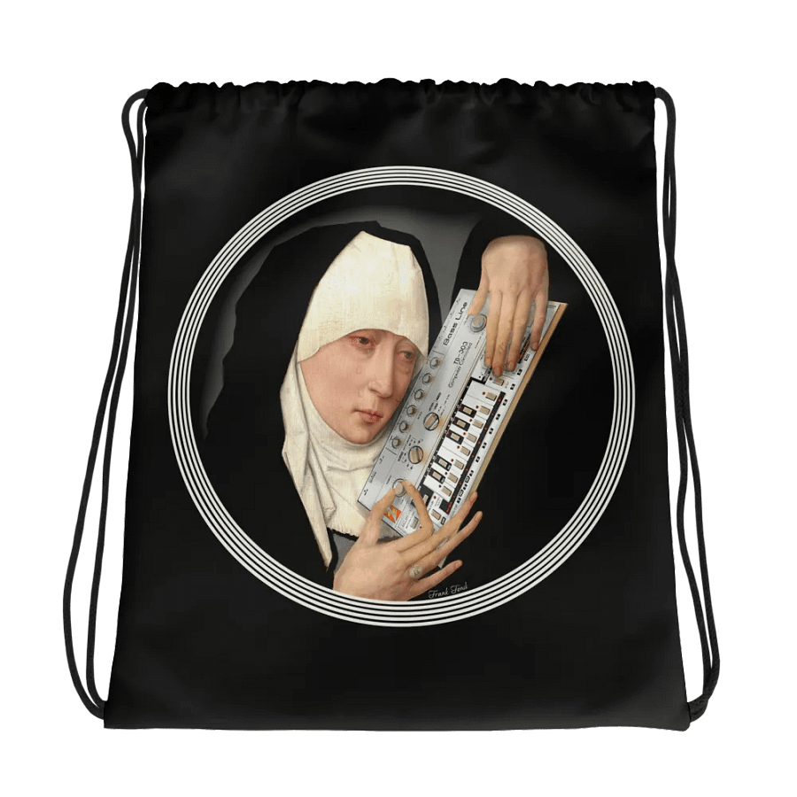 Mater Dolorosa meets Roland TB 303 by Frank Fonik EDM Techno Drawstring Bag product image (2)